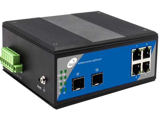 Interruptor manejado de la fibra de Ring Loop SFP ranuras de SFP de 2 gigabites + 4 puertos de Gigabit Ethernet