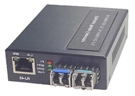 Convertidor de conmutador Ethernet de fibra 1x10/100BASE-T a 2x100BASE-X SFP con fuente de alimentación