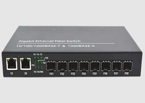 2 puertos del interruptor 8 1000FX SFP de Ethernet de la fibra del puerto Ethernet 10/100/1000TX