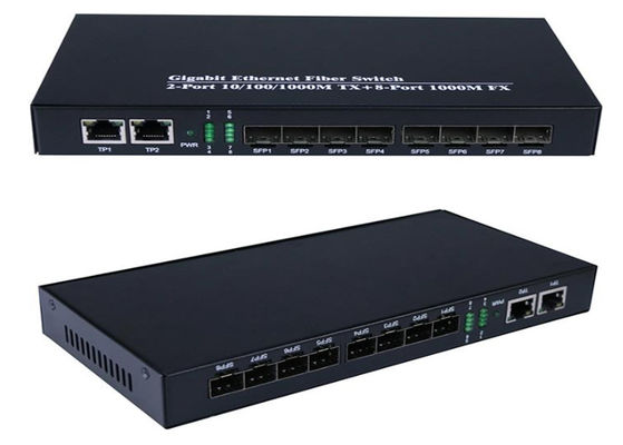 Gigabit Ethernet Fiber Switch 1.25Gbps 8 puertos de fibra SFP y 2 puertos RJ45