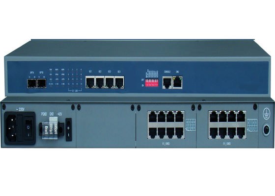 Convertidor de medios de fibra E1 con 4/8/16 puertos E1 y 4 puertos Ethernet y 2 puertos SFP