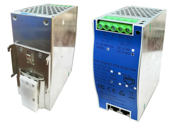 DIN-Rail Industrial 10G 90W 802.3bt PoE++ inyector con entrada de potencia doble AC + DC