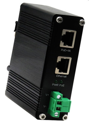 DIN-Rail Industrial 802.3at Gigabit PoE Splitter Tensión de salida 12VDC