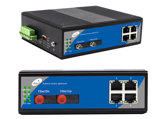 Gigabit completo portuario del interruptor 4 industriales del POE de la fibra óptica