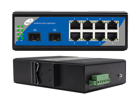 El interruptor portuario de 8 Gigabit Ethernet con SFP 1310/1550nm manejó 2 8 del POE puertos Ethernet de SFP y