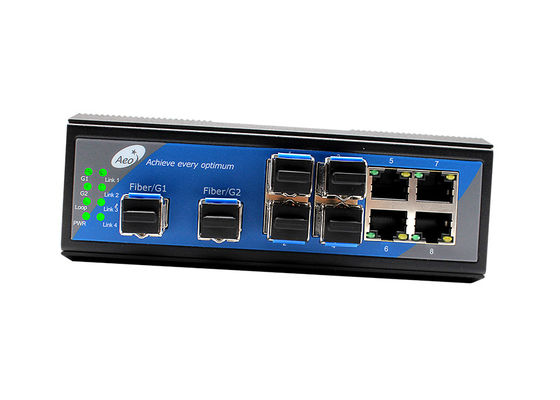 Ethernet SFP y 4 10/100Mbps de guía del carril de SFP del gigabit industrial del interruptor 2 y 4 puertos de 10/100Mbps SFP
