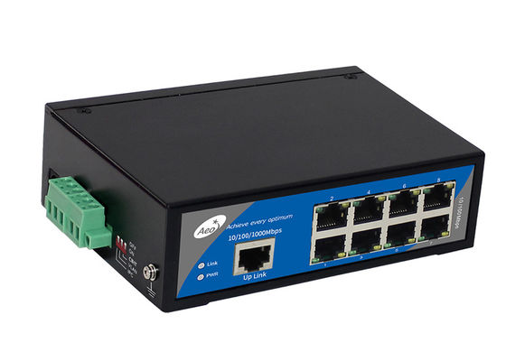 convertidor industrial de los 250m POE medios Ethernet del Uplink de 1 gigabit 8 puertos del 10/100M POE
