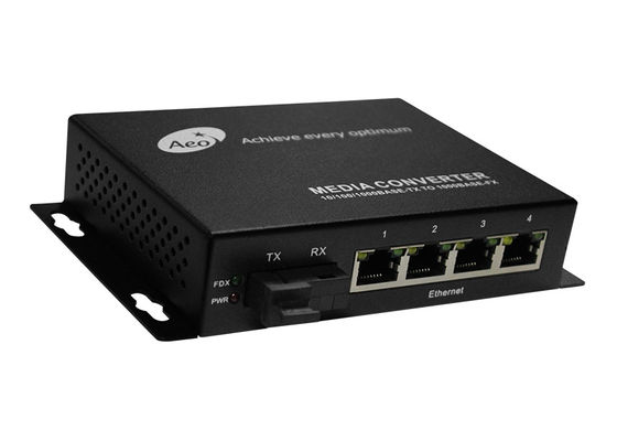 Fibra IP30 a medios Ethernet del convertidor 4 de Ethernet con 1 puerto de la fibra