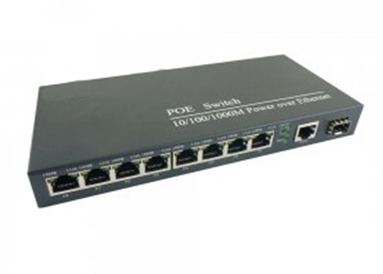gigabit completo 10/100/1000Mbps del medios convertidor de Ethernet 8POE+1RJ45+1Fiber