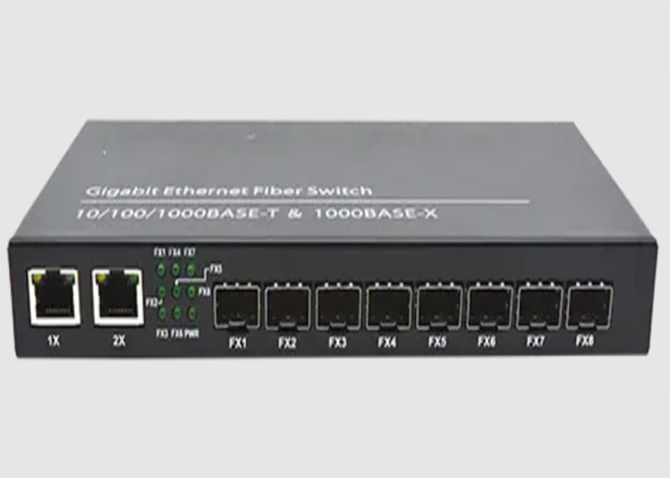2 puertos del interruptor 8 1000FX SFP de Ethernet de la fibra del puerto Ethernet 10/100/1000TX