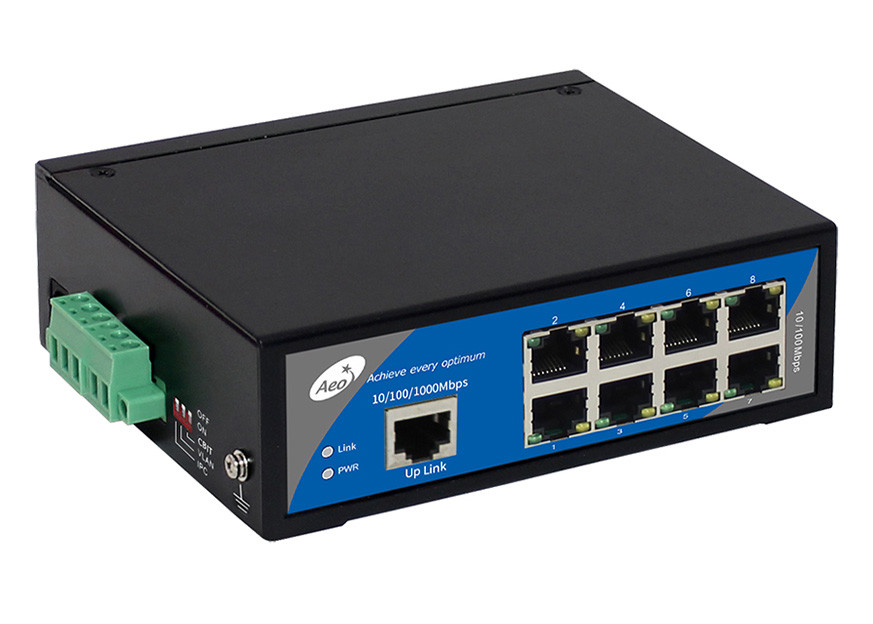 Interruptor portuario de 8 industriales POE con el puerto de los 8x100M POE + el puerto del Uplink de 1x100Mbps RJ45