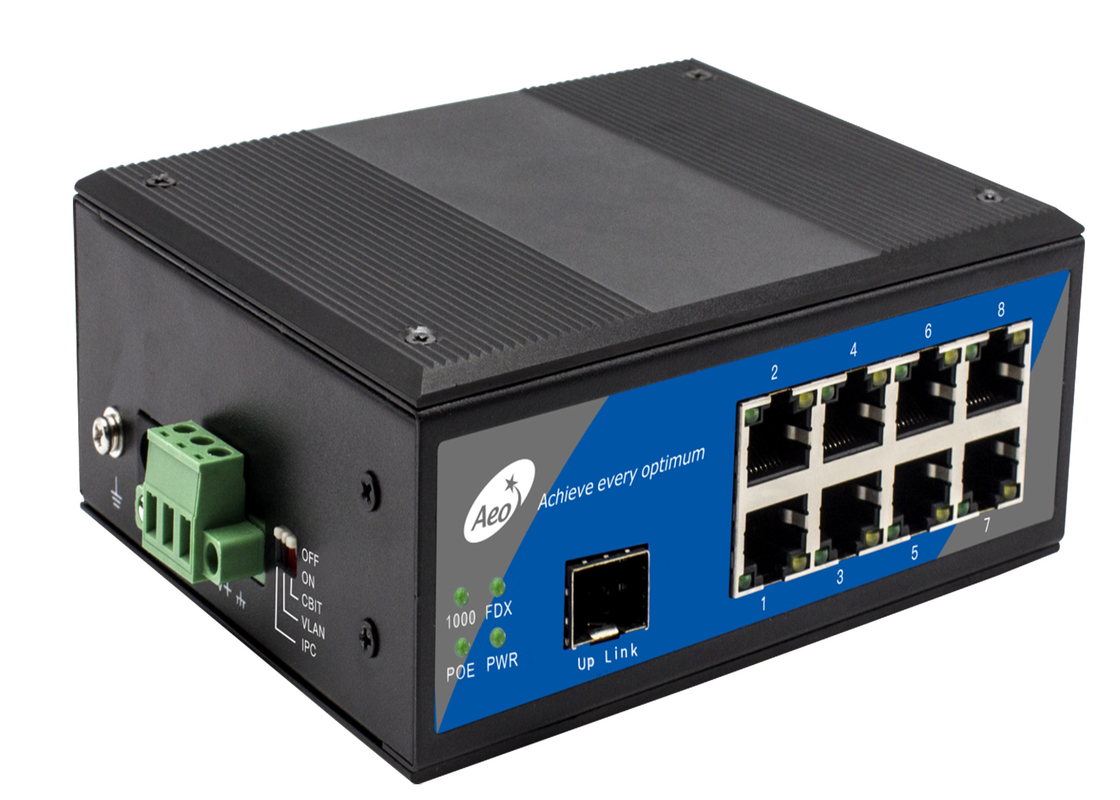 Interruptor Ethernet POE de puerto único de fibra con fuente de alimentación externa 8 puertos