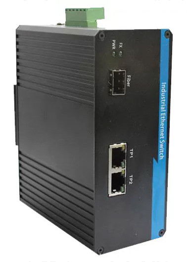 Interruptor de fibra Ethernet industrial 1 puerto 100BASE SFP + 2 puertos 10 / 100BASE-T