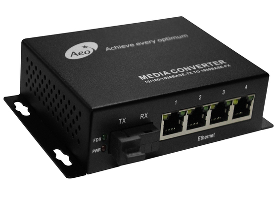 medios convertidor de Ethernet comercial 1310/1550nm con 1 fibra y 4 puertos del POE