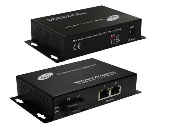 Convertidor comercial de dos puertos Ethernet medios, modo del medios convertidor de la fibra óptica solo