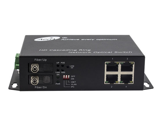Ethernet de conexión en cascada del interruptor 10/100Mbps 4 de la fibra de Ethernet 2 puertos ópticos